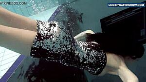 flashing my bright tits underwater at the beach has everyone staring horny