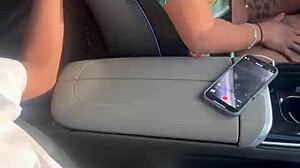 ebony babe strokes and sucks massive bbc right in the car