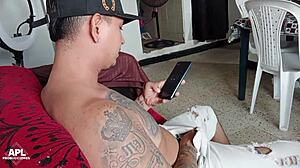 Stepmom Catches Horny Stepson Stroking Huge Cock In Living Room - Part 1