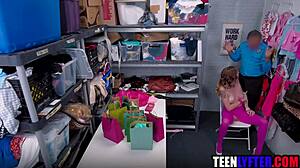 the cute redhead slutty teen shoplifter spreads for the mall cop burglar uniform fucking hardcore to avoid prison in reality pov blowjob action