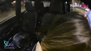 Gas Station Flirt Turns Wild as Nandanua Flashes Tits Through See-Through Blouse