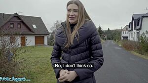 hot wife cheats public agent big cock blowjob cum mouth outdoor