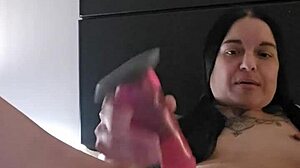 Emy Angel gropes and rubs hard on her naughty toy!