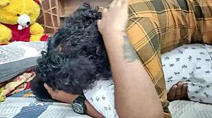 Brunette girlfriend licks ass deepthroats huge cock in homemade foreplay