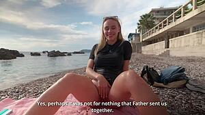 stepmom begs stepson ditch condom creampie her seaside pussy