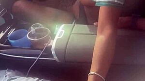 ebony babe strokes and sucks massive bbc right in the car