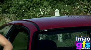 look at us two hot brunettes naked washing car licking tits and asses...