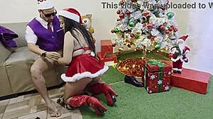 Stepfather Fucks Curvy Stepdaughter Christmas Celebration!