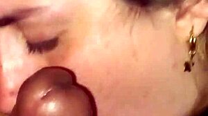 Girlfriend sneaks in for sloppy tongue action and facial cumshot before i wake