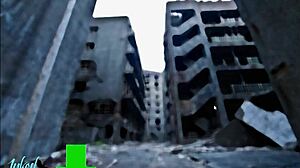 inked raven teases shaved pussy amid zombie attack chaos