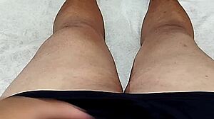 Damn! Small phimosis cock jerks massive cumshots while gf masturbates juicy pussy and tits - part 3