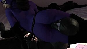 black cat squeezes rusk joel's neck in brutal headscissor hold