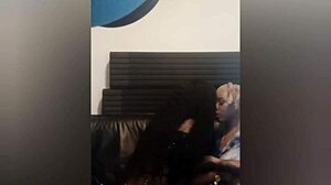 Ebony princesses strap on dildos, suck and fuck submissively for boyfriend