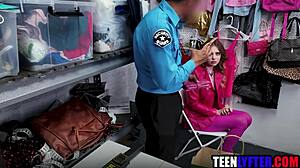 the cute redhead slutty teen shoplifter spreads for the mall cop burglar uniform fucking hardcore to avoid prison in reality pov blowjob action