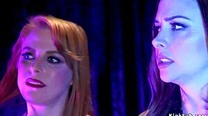 Dominant lesbians bind and anal assfuck submissive waitress relentlessly