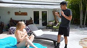 blonde stepsis spreads legs wide begging stepbro to pound her tight taboo pussy hard