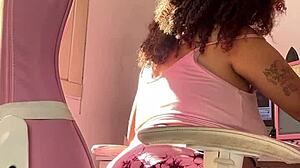 Chubby BBW beauty farts seductively while typing at her computer