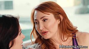 Redhead Kendra James teases stepdaughter Rosalyn Sphinx intimately