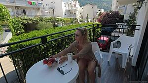 lighting my pussy flames on the balcony draws public eyes