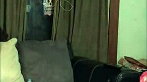 black couple goes wild in crotchless blindfold handcuffs and ballgag 😈🔒