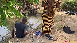 Outdoor Stroll Turns to FUCK Babe in River Yard!