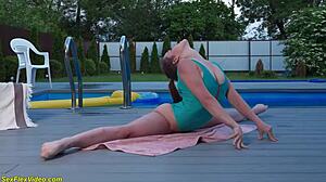 extreme gymnast nicole murkovski stretched acrobatically fucked outdoors rough