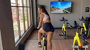 fit babe teases hard at gym then takes two home fucks bent over