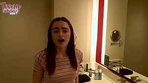 Stepdad Seth creampies petite Reese Robbins' puffy pussy doggystyle deepthroat