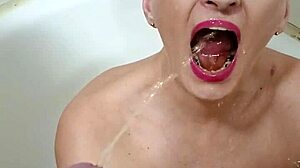 Drunk German Milf Prostitute Sandra Drinks Piss Golden Shower from Old Whore Client