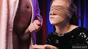 stepbrother tricks angry xsanyany into a taste game that turns into deepthroat dick sucking with cum in mouth foreplay