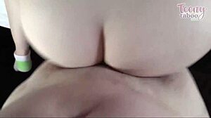 Stepdad Seth creampies petite Reese Robbins' puffy pussy doggystyle deepthroat