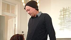 Sneaky perv hides cam while beautiful woman gives him deep blowjob