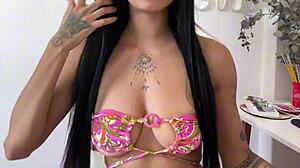 Watch cute Indian brunette homemade slut stuff huge dildo in pierced pussy till orgasm