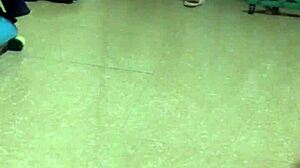 The asian husband rips his wife's pants in the kitchen