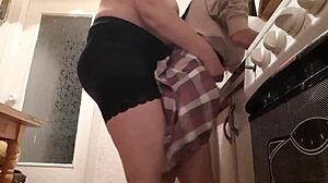 stepmom fucks me hardcore in kitchen after stepdad leaves for work