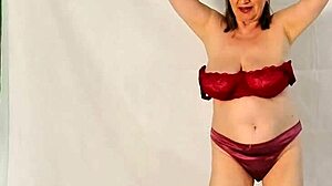 hot granny strips huge natural tits then spreads closeup asshole and pussy