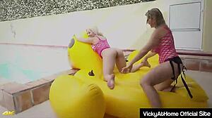 vicky vette straps on to fuck lesbian friend cristi ann hard