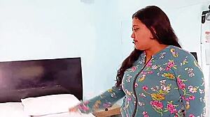 Madrastra's Curvy Big Ass and Tits Ride Hijastro Hard While Dad's Away