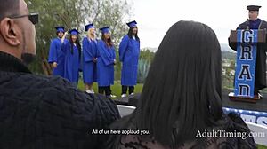 Party diplomas hide wild teen outdoor BBC riding with bouncing big tits