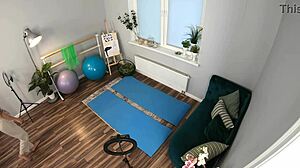 inked yoga babe dives into anal threesome with couple