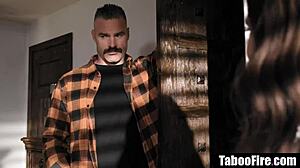 stepdaddy can't resist seducing stepsons hot teen girlfriend for rough face fuck