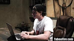 stepdaddy can't resist seducing stepsons hot teen girlfriend for rough face fuck