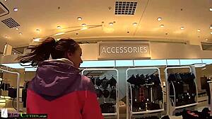 Broke mall teens trade cute outdoor masturbation for shop clothes and cash?