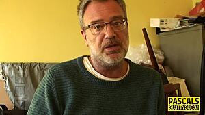 Ebony Submissive Deepthroats in Fishnets During Hardcore Maledom BDSM Session