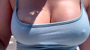 Artemisia love's huge italian milf tits bounce free outdoors no bra nipples hard