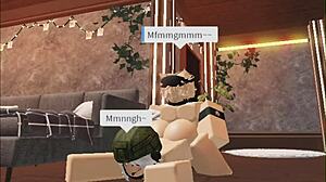 Cute blonde boy sucks soldier girl's cock for creampie finish