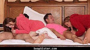 i invited friends for movie night but we swapped stepsisters and fucked hard