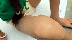 Desi teen's shaved pussy rides boyfriend hard on village ranch