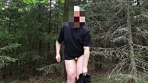 Chubbykaot flashes curvy belly ass masturbating deep in forest