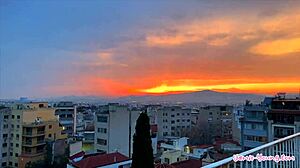 Petite brunette gives blowjob under shower splash in kinky greek sex vlog